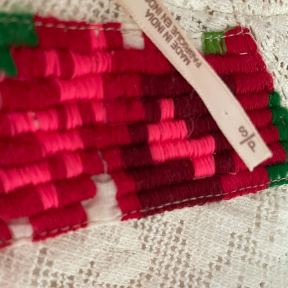 Free People Crochet Lace Oaxaca Embroidered Beach Top Boho Shirt S P - Picture 9 of 11